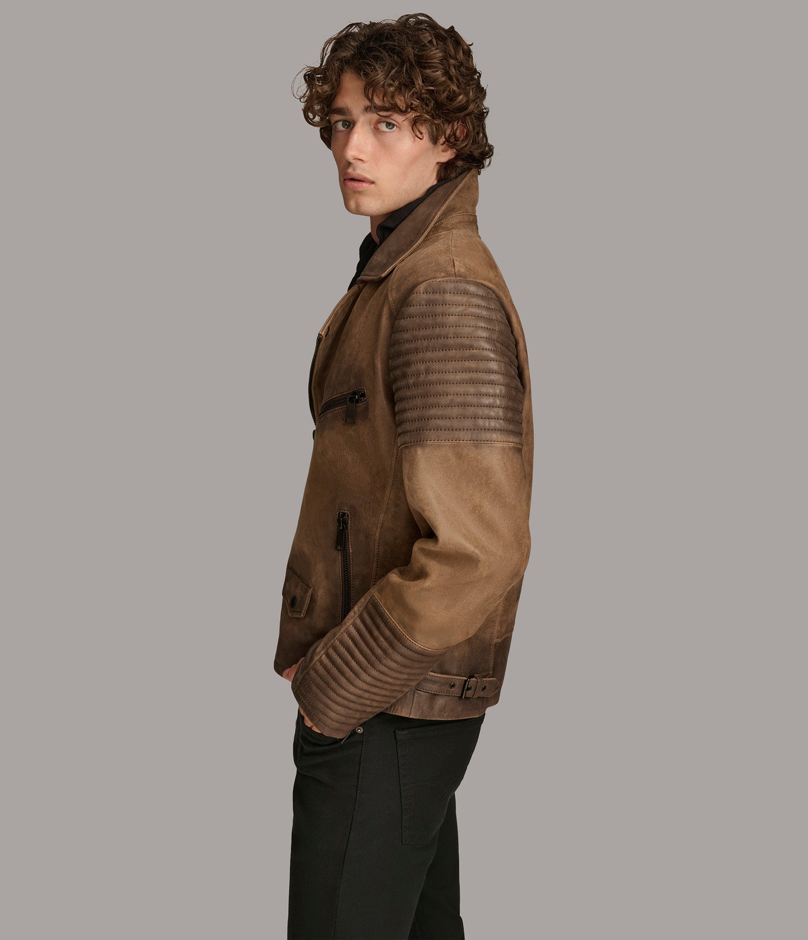 Dom Padded Leather Moto Jacket