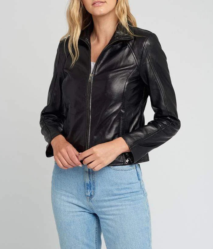 Kathleen Womens Black Leather Jacket