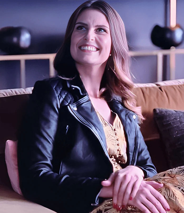 Ellie Taylor Ted Lasso S2 Flo Collins Black Biker Leather Jacket