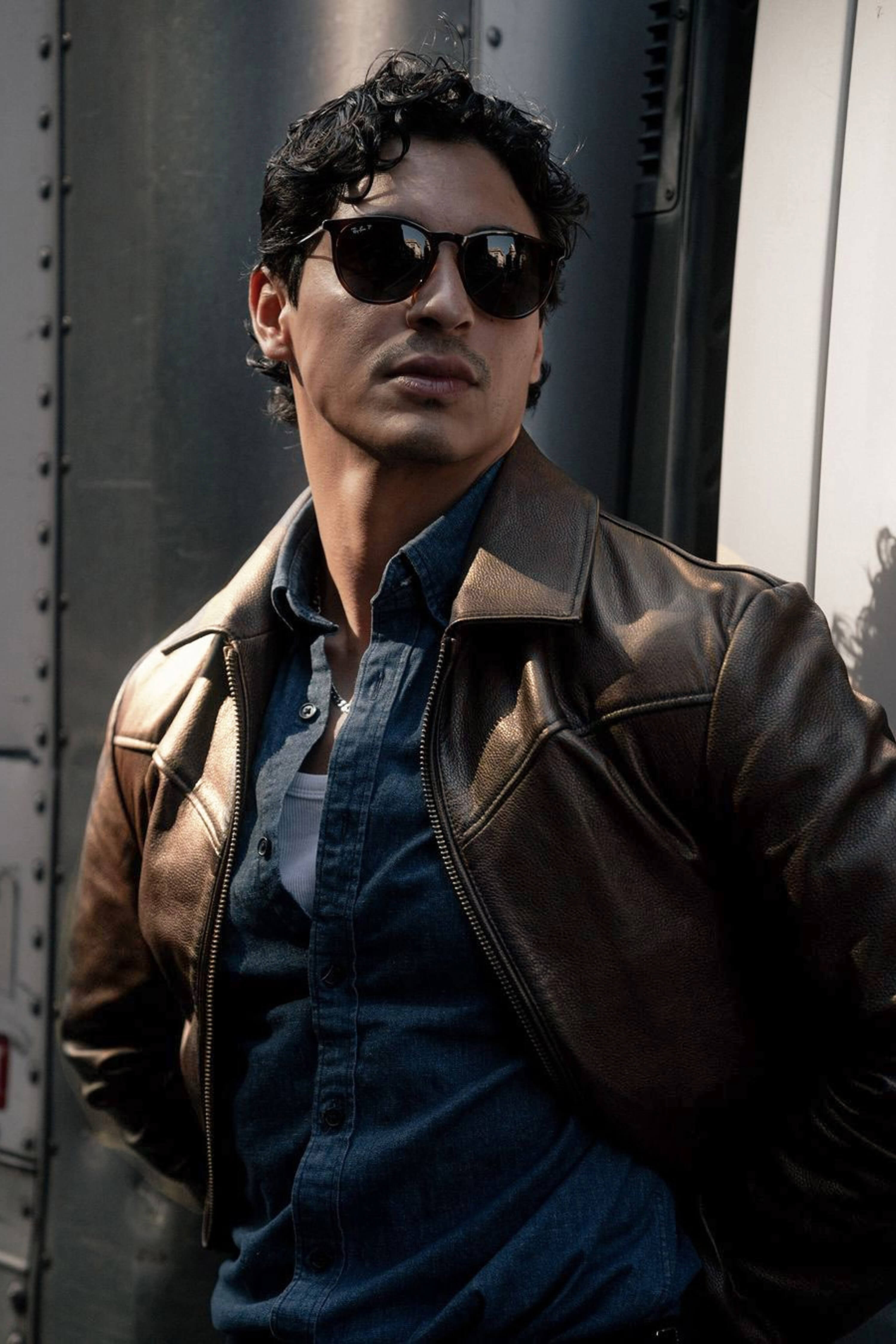 Hendrix: Vintage Brown Leather Jacket Tall