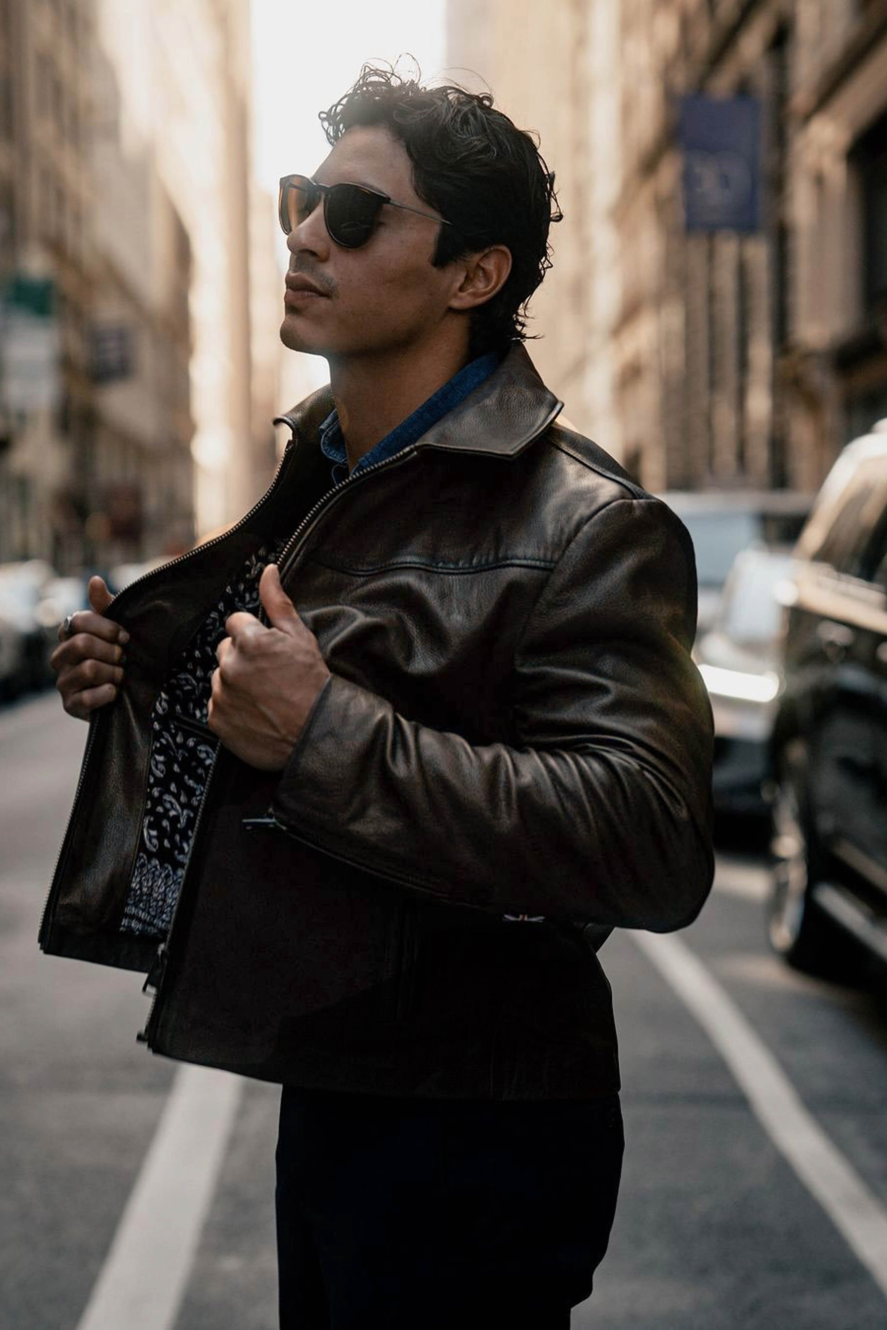 Hendrix: Vintage Brown Leather Jacket Tall
