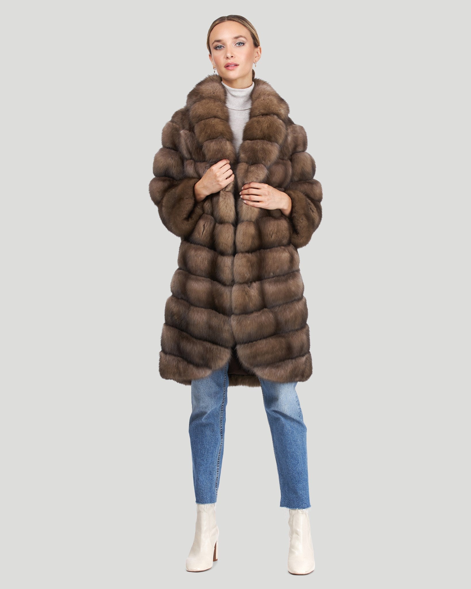 Horizontal Russian Sable Stroller with Leather Belt Gorski First Copy