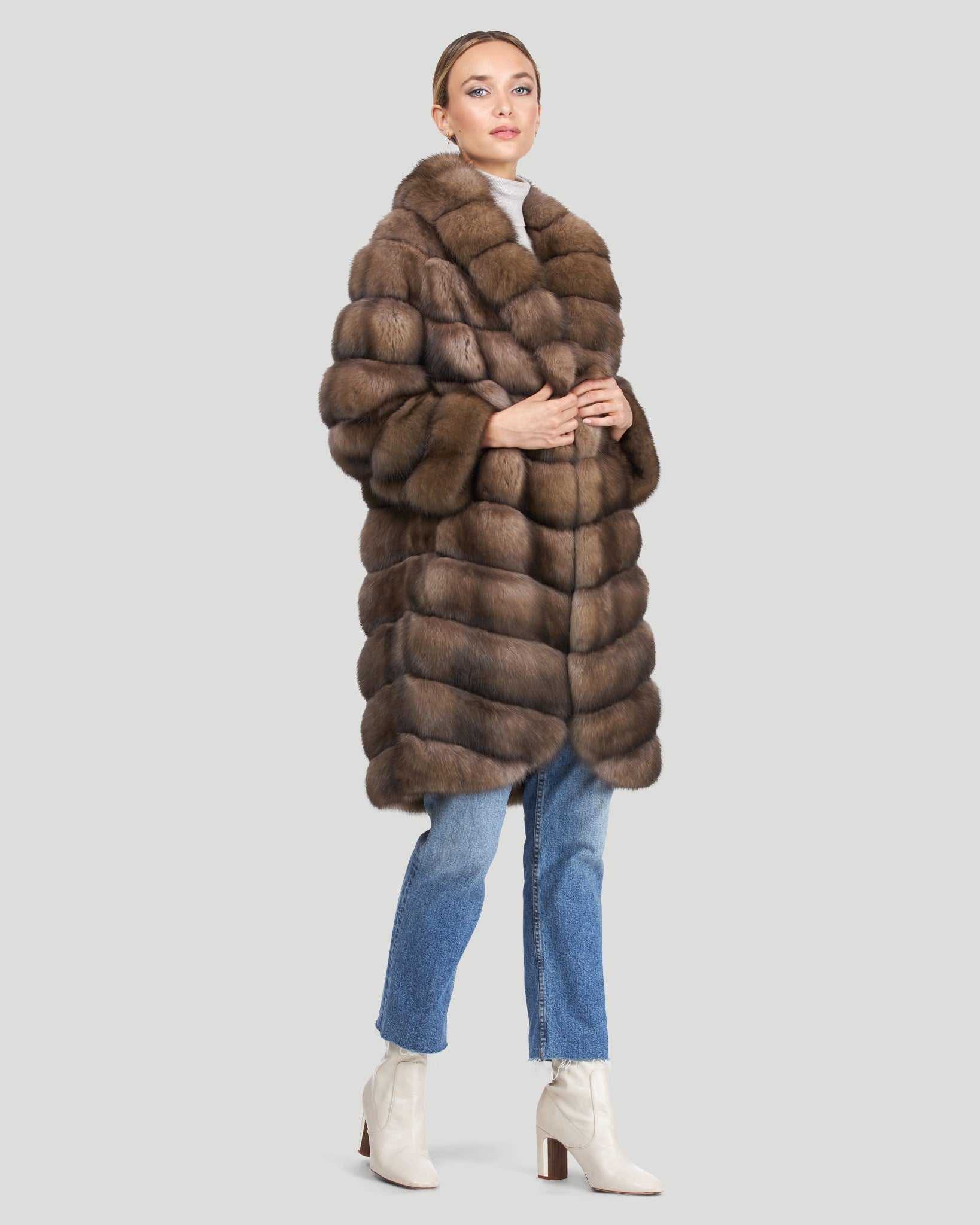 Horizontal Russian Sable Stroller with Leather Belt Gorski First Copy