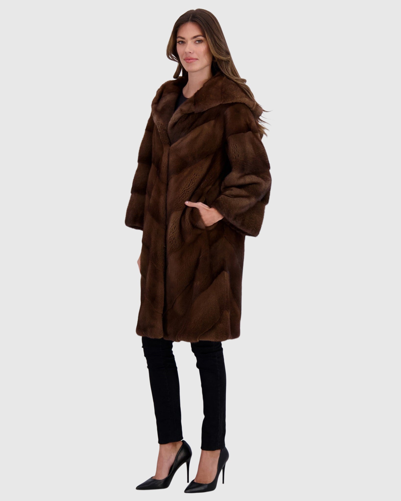 Mink Coat with Stand Up Collar Gorski First Copy
