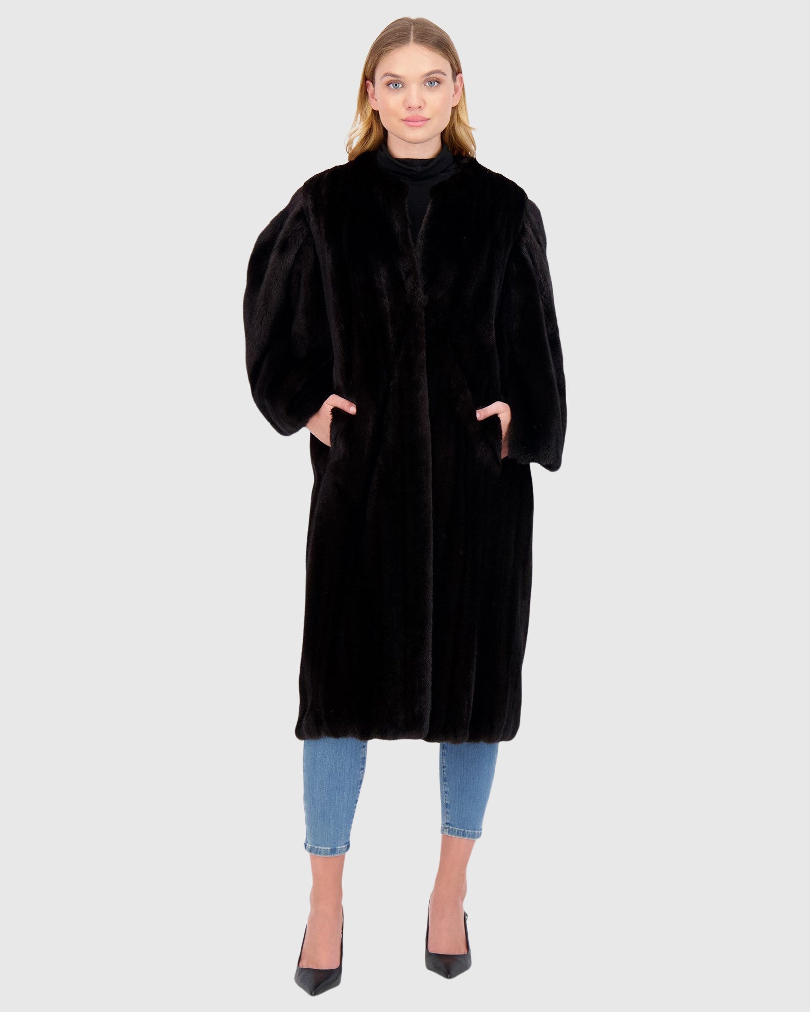 Mink Short Coat with Cape Top Gorski First Copy
