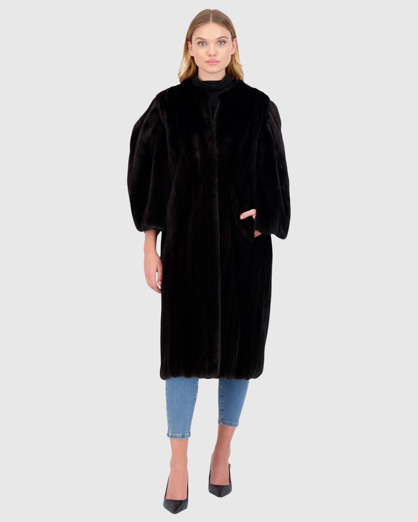 Mink Short Coat with Cape Top Gorski First Copy