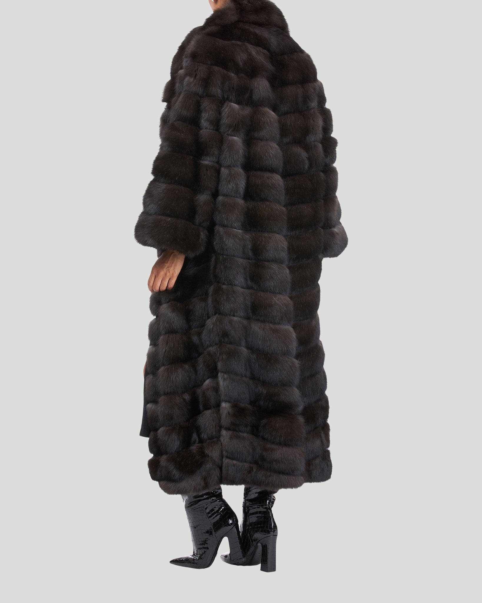 Russian Sable Chevron Coat with Leather Belt Gorski First Copy