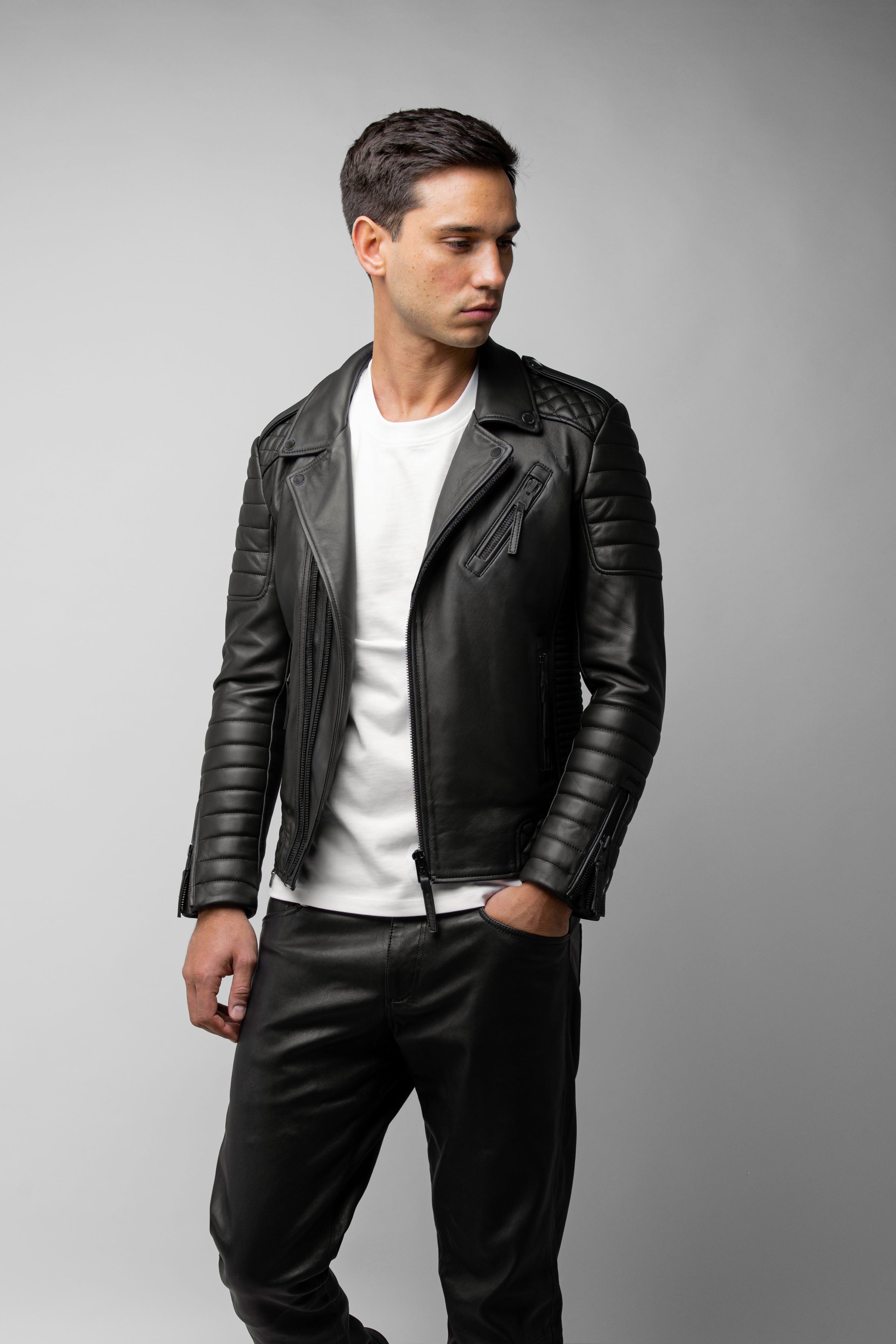 Kay Michaels 3.0 Matte Black Hardware Leather Jacket (Man)