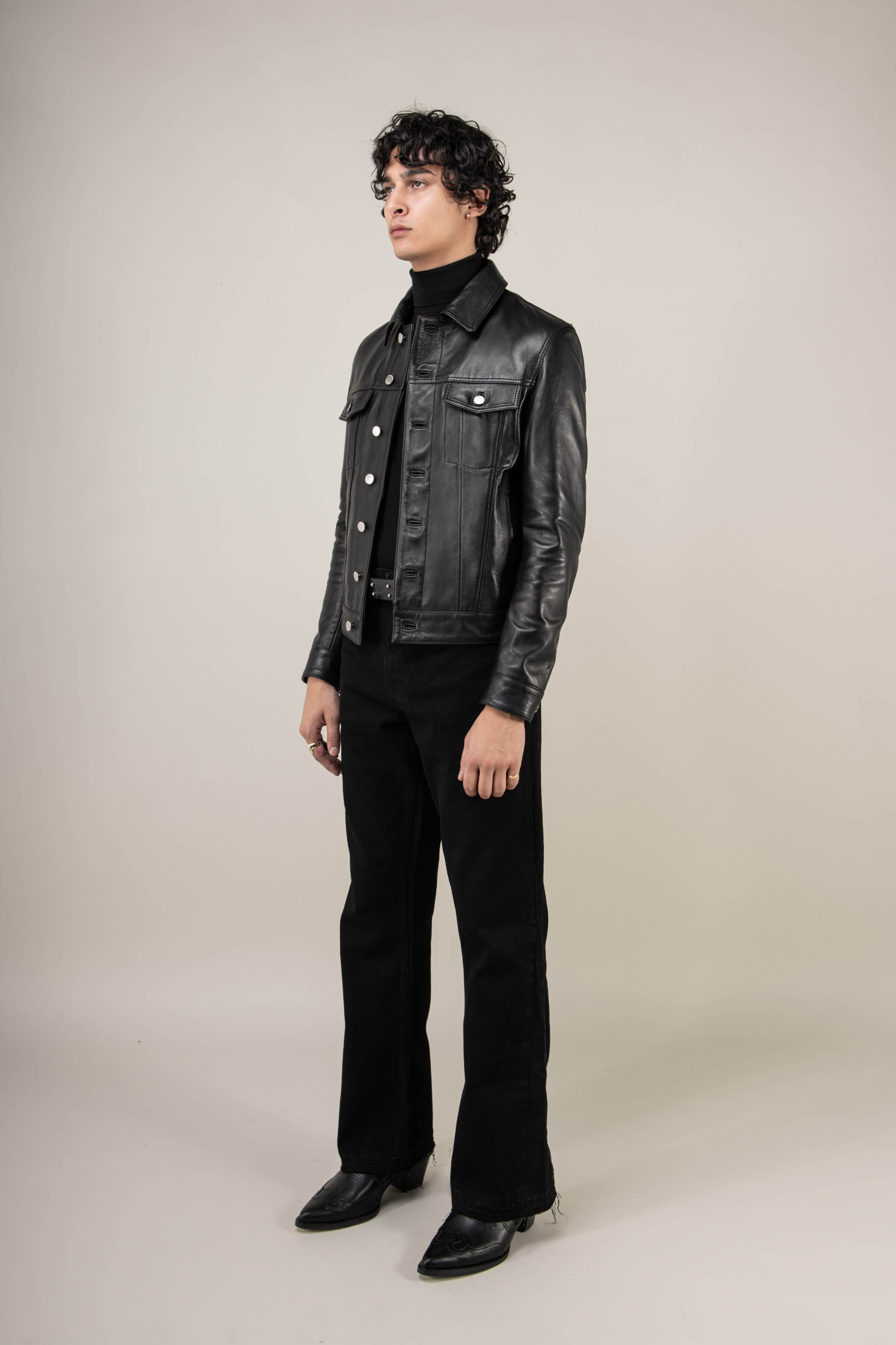 Leather Trucker Jacket Tall