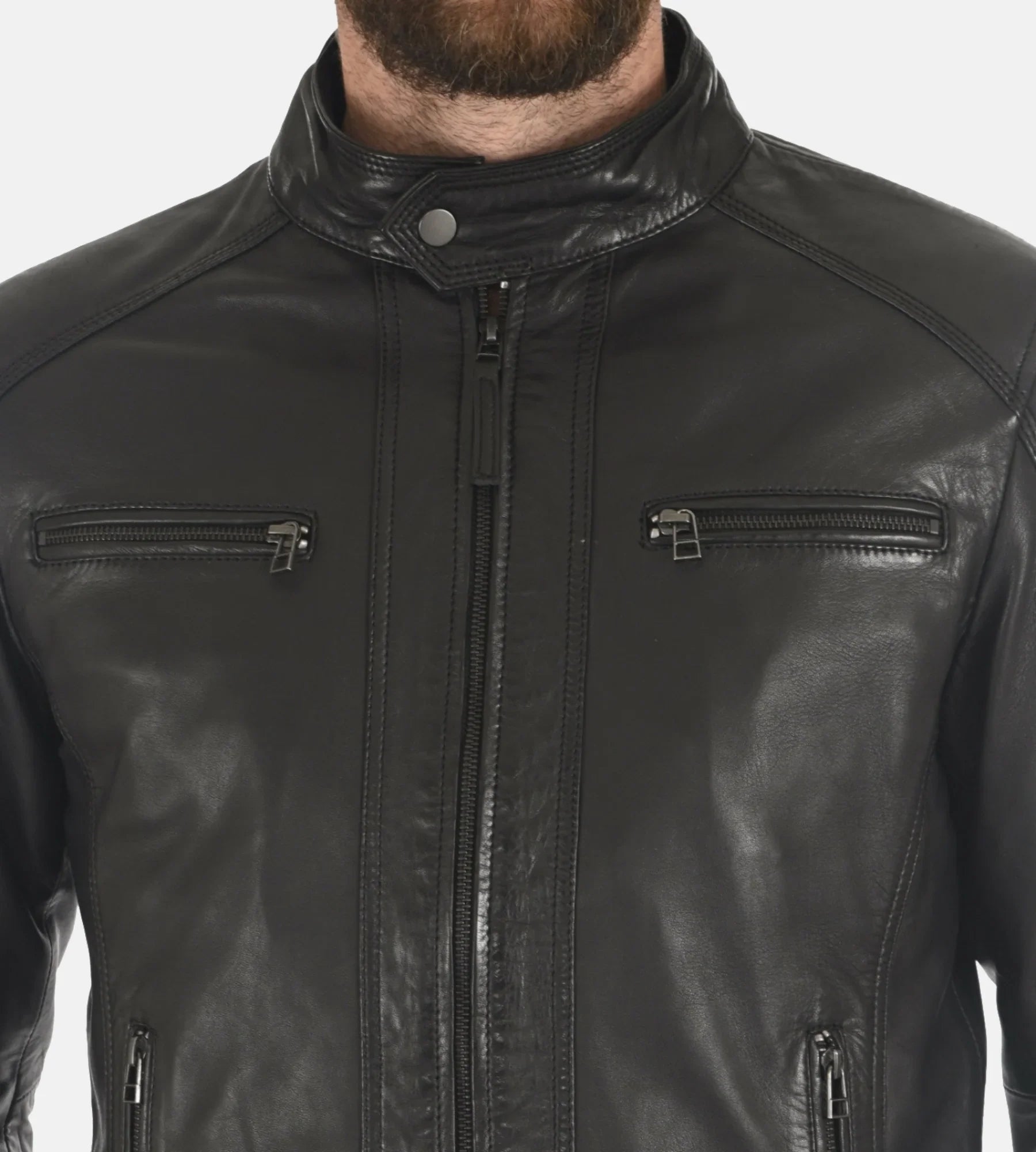 Men’s Erico Jacobstowe Hooded Black Genuine Lambskin Leather Jacket