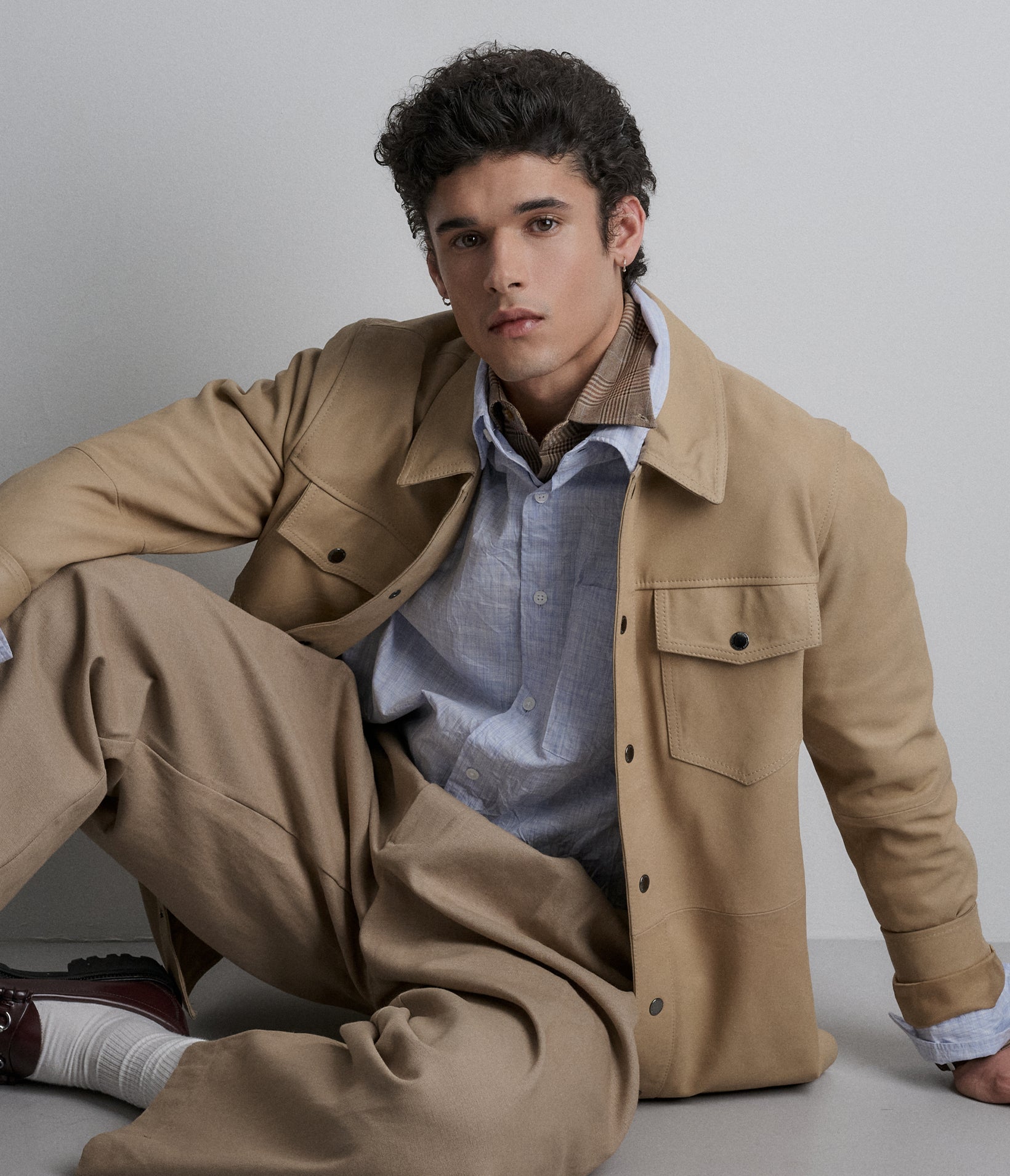 Wren Lightweight Leather Snap Front Shirt Jacket